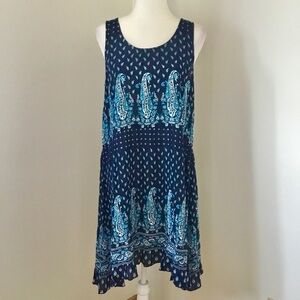 Bila Navy Paisley Crinkle Tank Dress Size Small